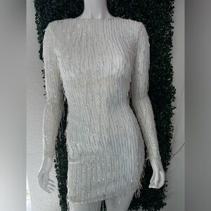 Elegant White Sequin Dress